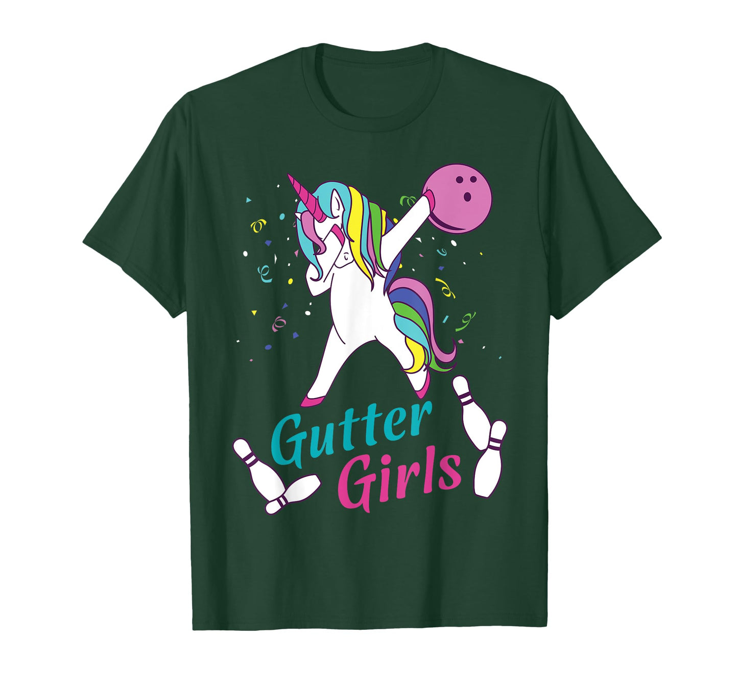 Gutter Girls Unicorn Bowling Team League Night or Tournament T-Shirt