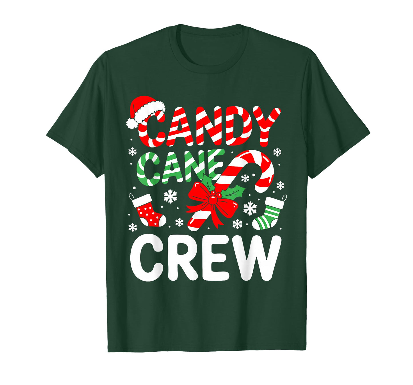 Candy Cane Crew Shirt Adult Men Women Kids Christmas Pajamas T-Shirt