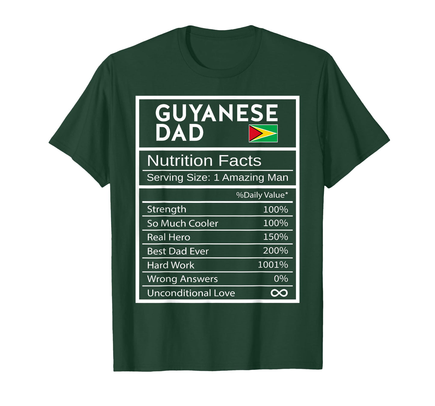 Guyanese Dad Nutrition Facts National Pride Gift For Dad T-Shirt