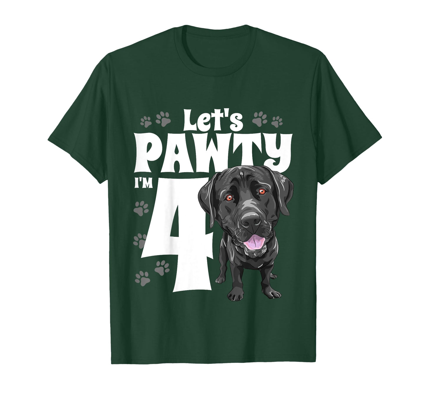 4 Year Old Black Lab Dog Birthday Pawty Labrador 4th Gift T-Shirt
