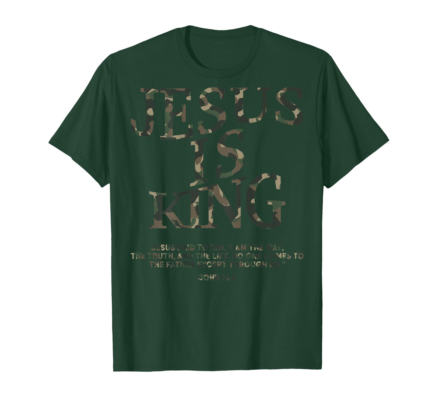 Camo Jesus Is King Shirt Christian Youth Men God Son Brother T-Shirt