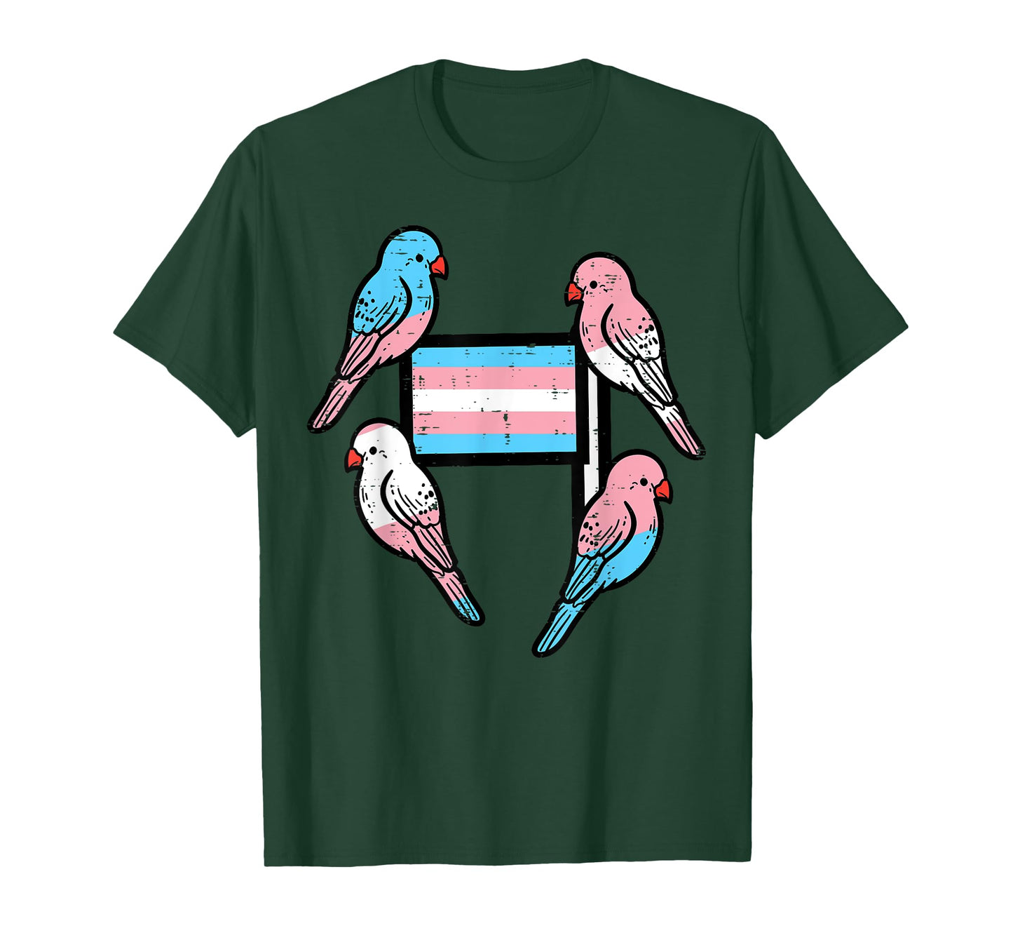 Trans Flag Birds Transgender Pride Lgbtq Ally Men Women Kids T-Shirt