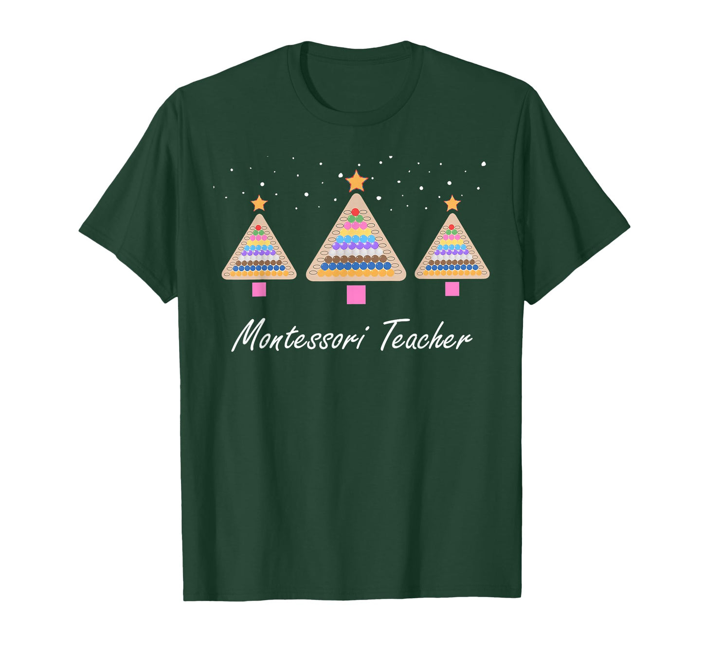 Christmas Montessori Teacher Xmas Tree Teaching School T-Shirt