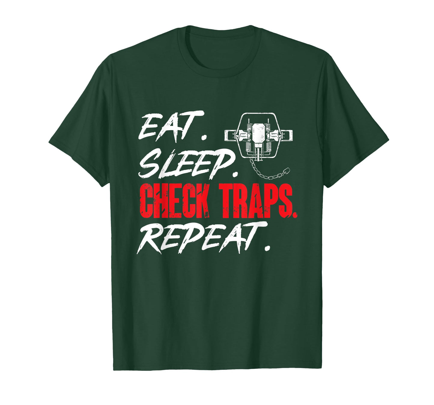Trapping Shirts For Men & Furbearer Trapper Gifts Black 3X-Large Short Sleeve Crew Neck Classic Fit T-Shirt Eat Sleep Check Traps Repeat Trapper Hunting T-Shirt