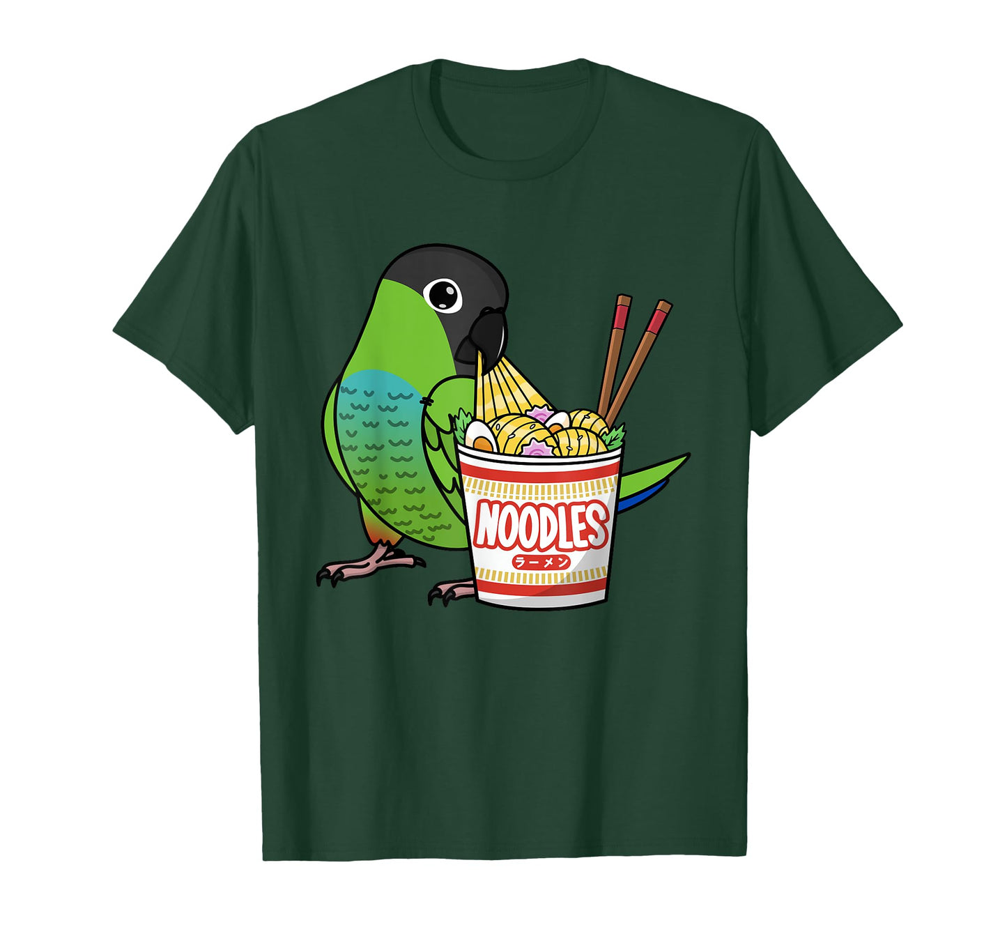 Kawaii Ramen Noodles Parrot I Nanday Conure T-Shirt