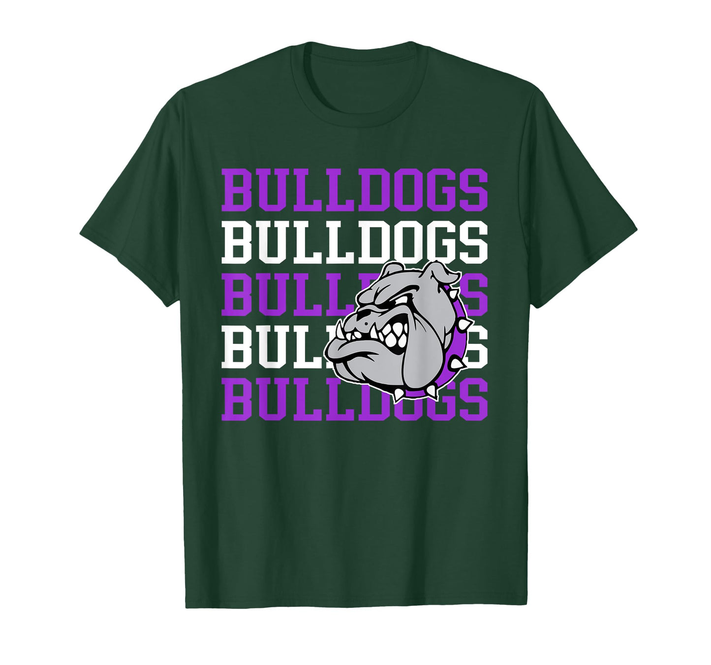 Purple Bulldogs School Spirit Bulldog Mascot Teacher Bulldog T-Shirt