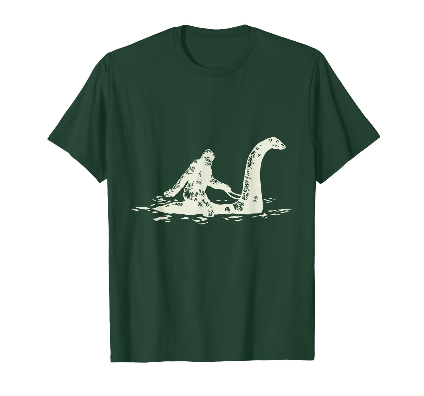 Bigfoot Sasquatch Riding The Loch Ness Monster Funny,Short Sleeve T-Shirt