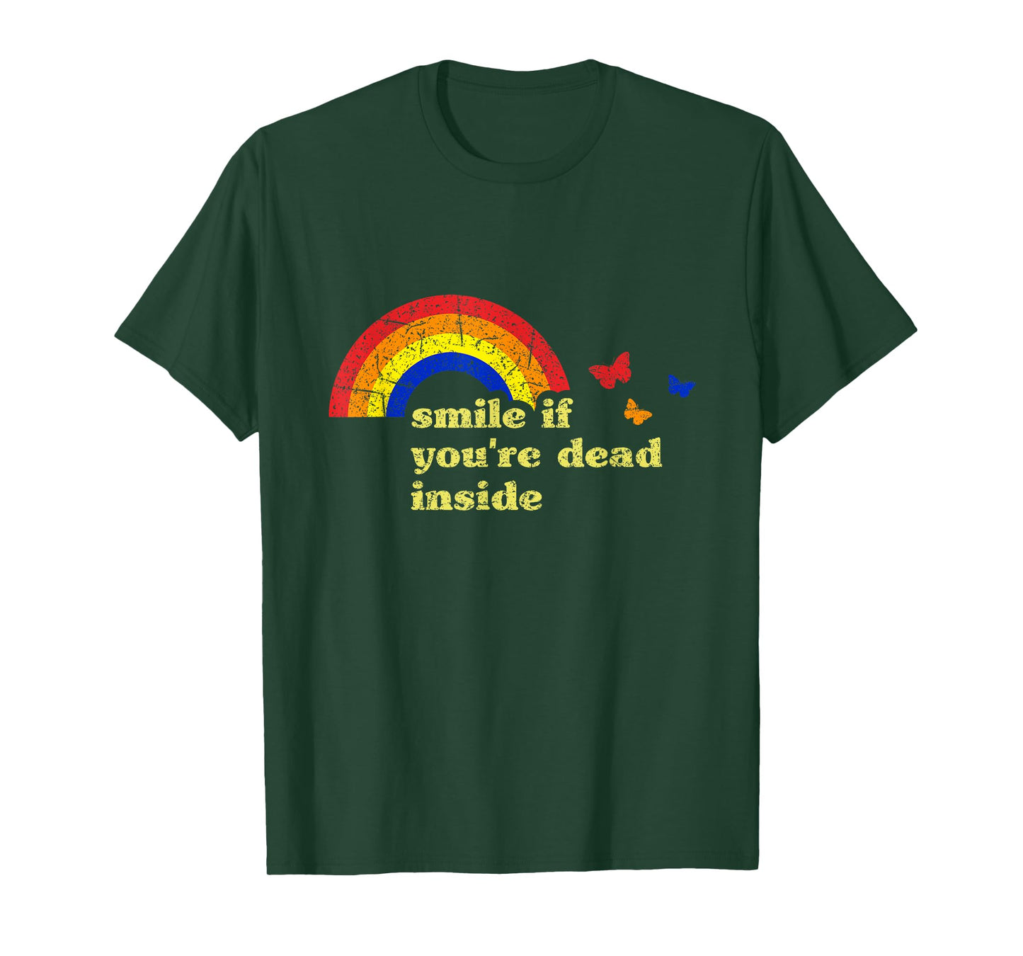"Smile if You're Dead Inside" Rainbow Lt Vintage Dark Humor T-Shirt