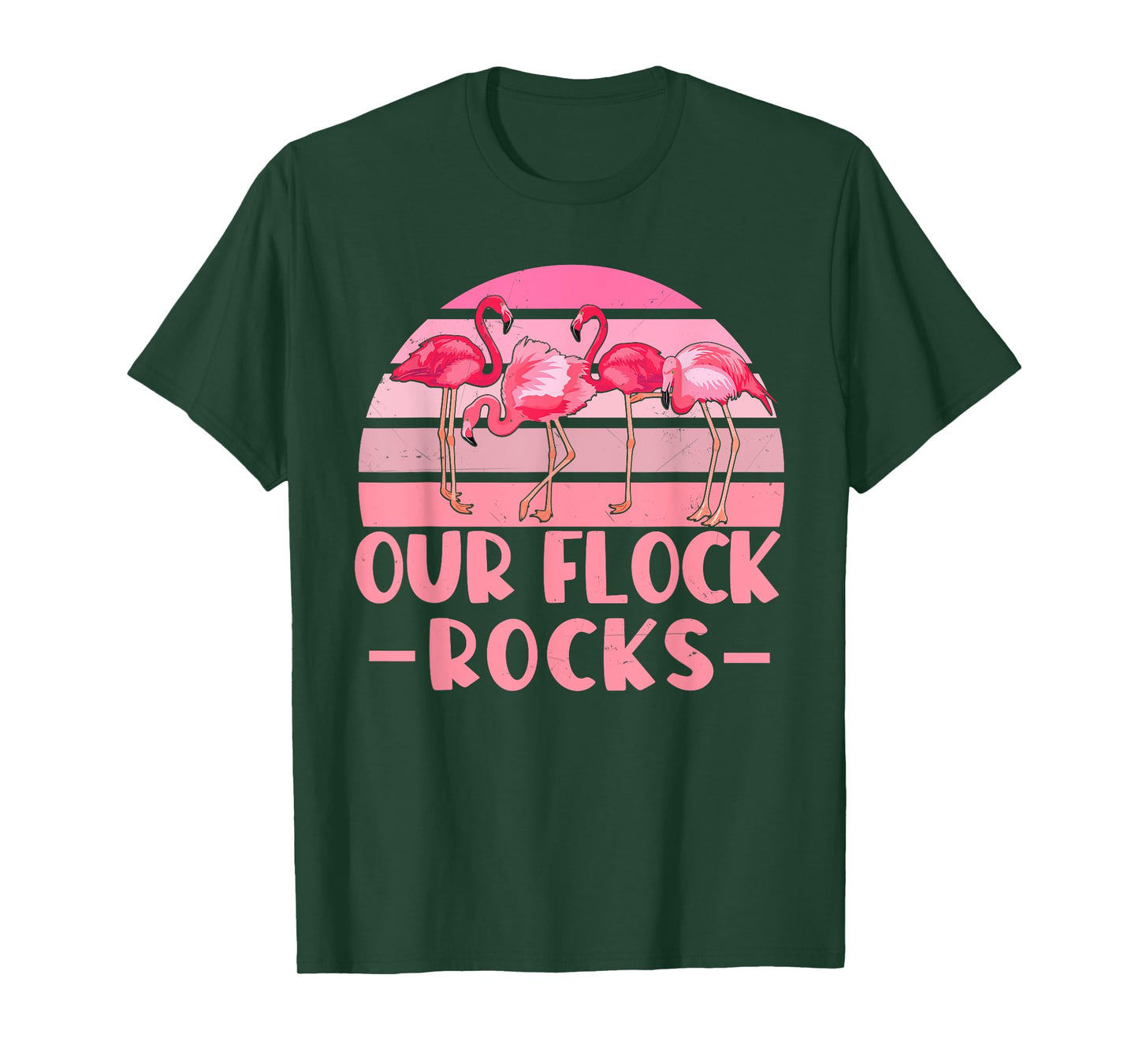 Our Flock Rocks Flamingos Lover Family Vacation Group T-Shirt