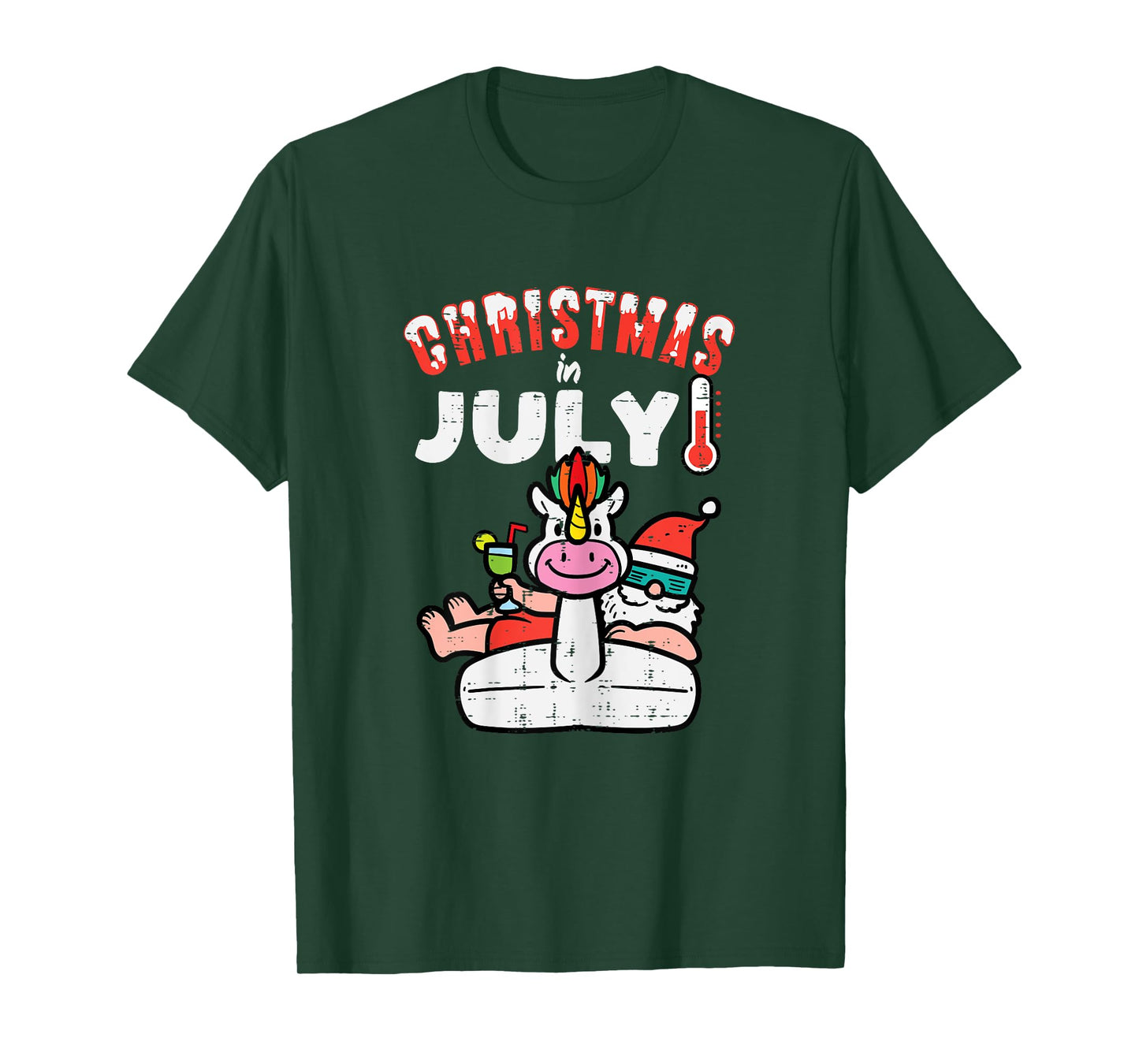 Christmas July Santa Unicorn Float Xmas Girls Kids Toddler T-Shirt