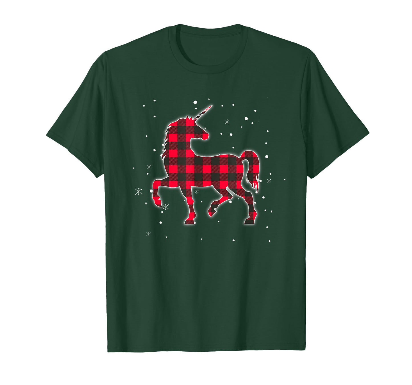 Red Plaid Unicorn Christmas Matching Buffalo Family Pajama T-Shirt
