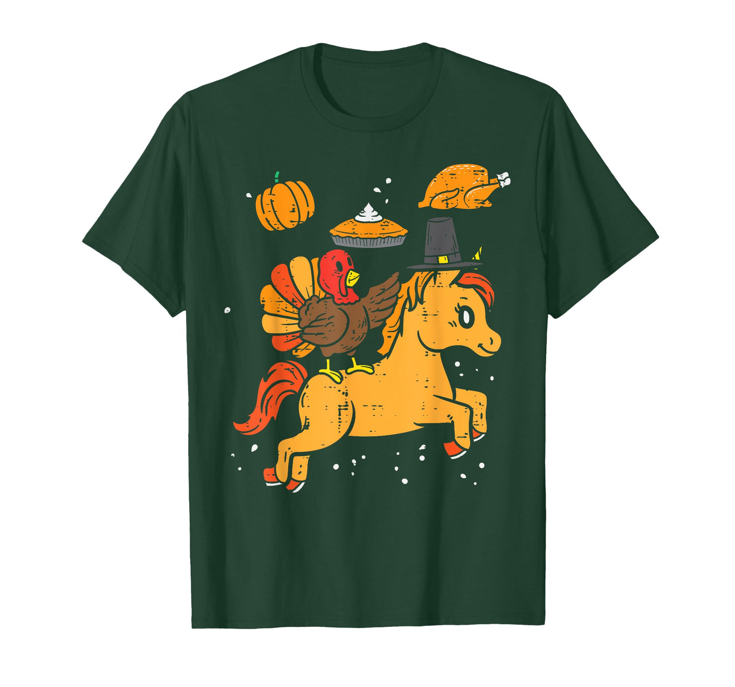 Turkey Ridin Unicorn Pumpkin Thanksgiving Toddler Girls Kids T-Shirt