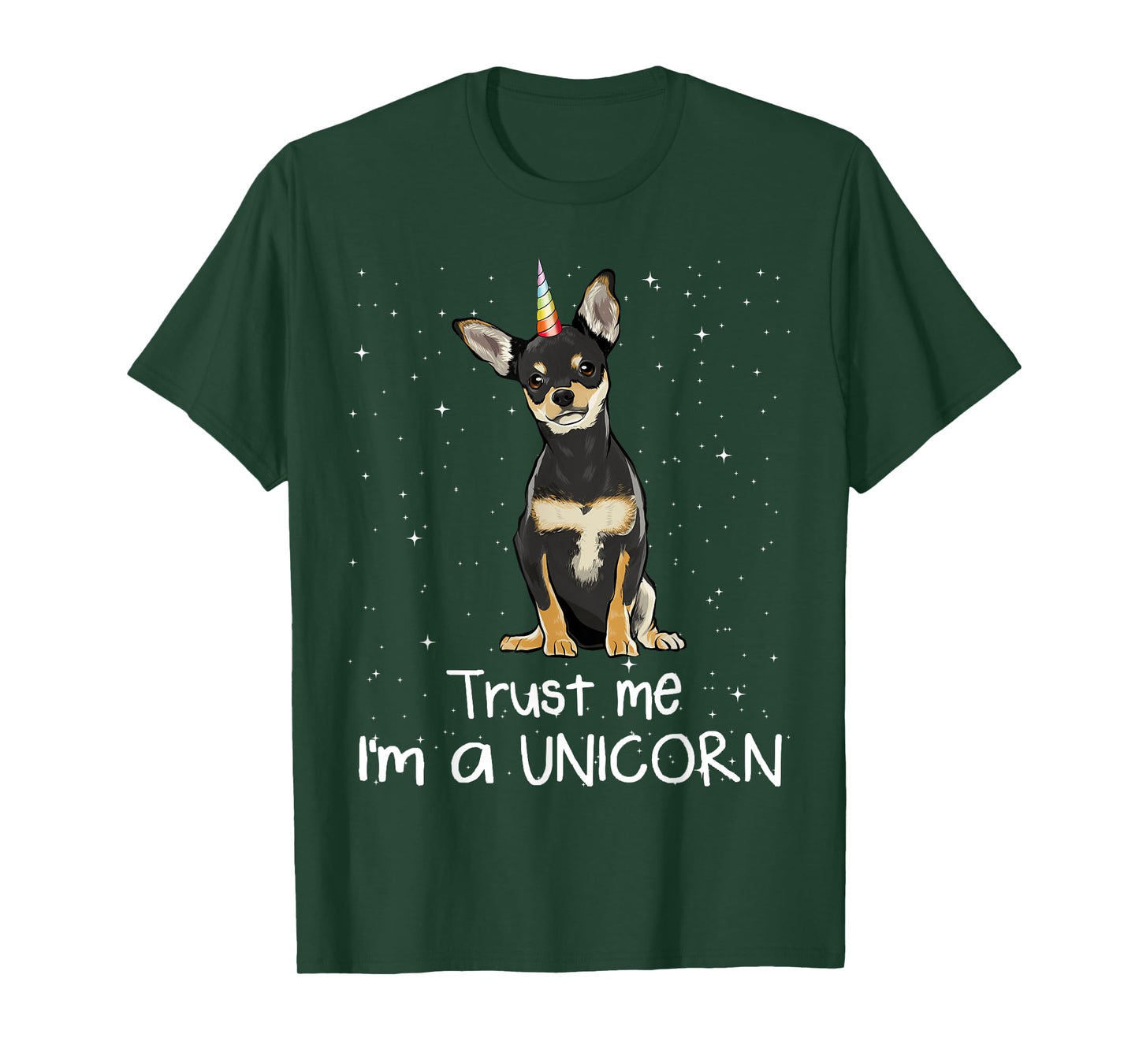 Black Chihuahua Trust Me I'm A Unicorn Dog Men Women T-Shirt