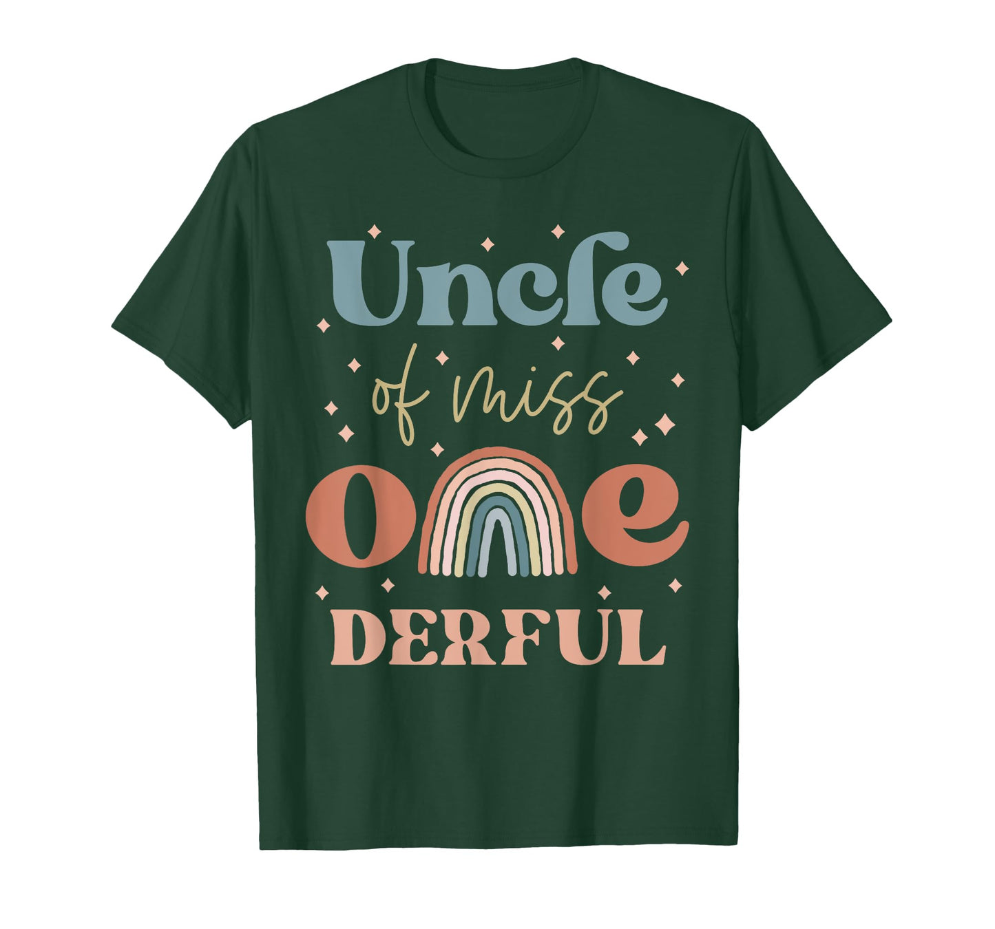Uncle of Miss Onederful Boho Rainbow Niece First Birthday T-Shirt