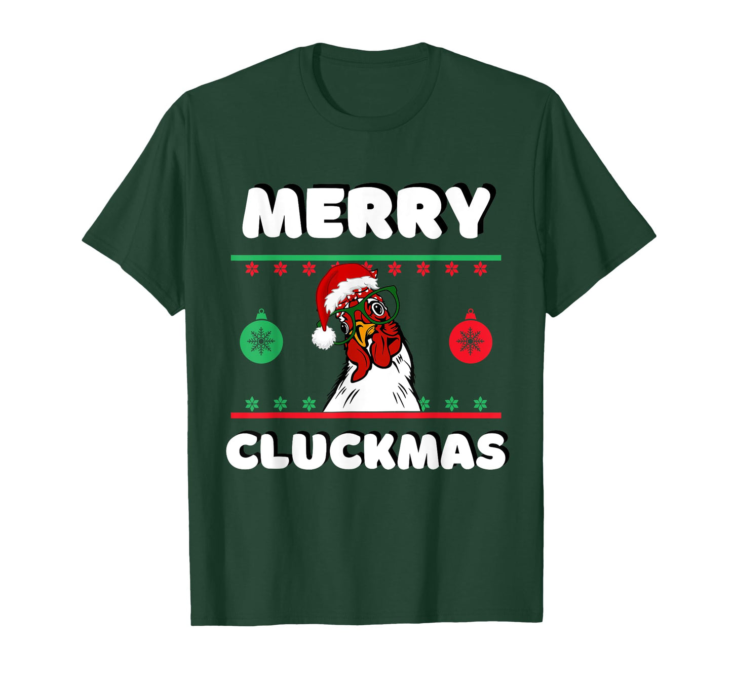 Merry Cluckmas Funny Chicken Christmas Retro Vintage T-Shirt