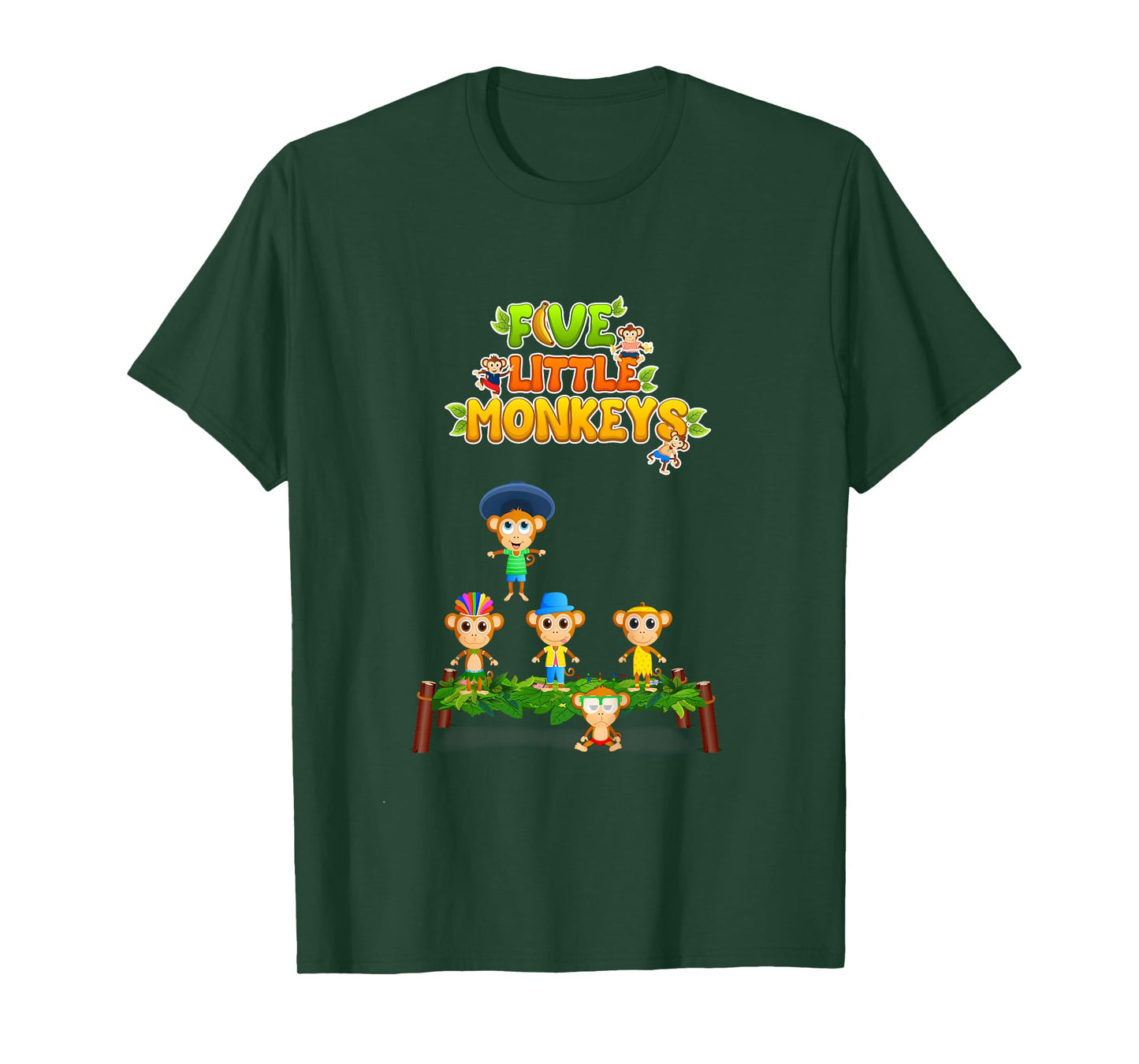 Kids Nursery Rhymes Shirt Five Little Monkeys Jumping On The Bed
