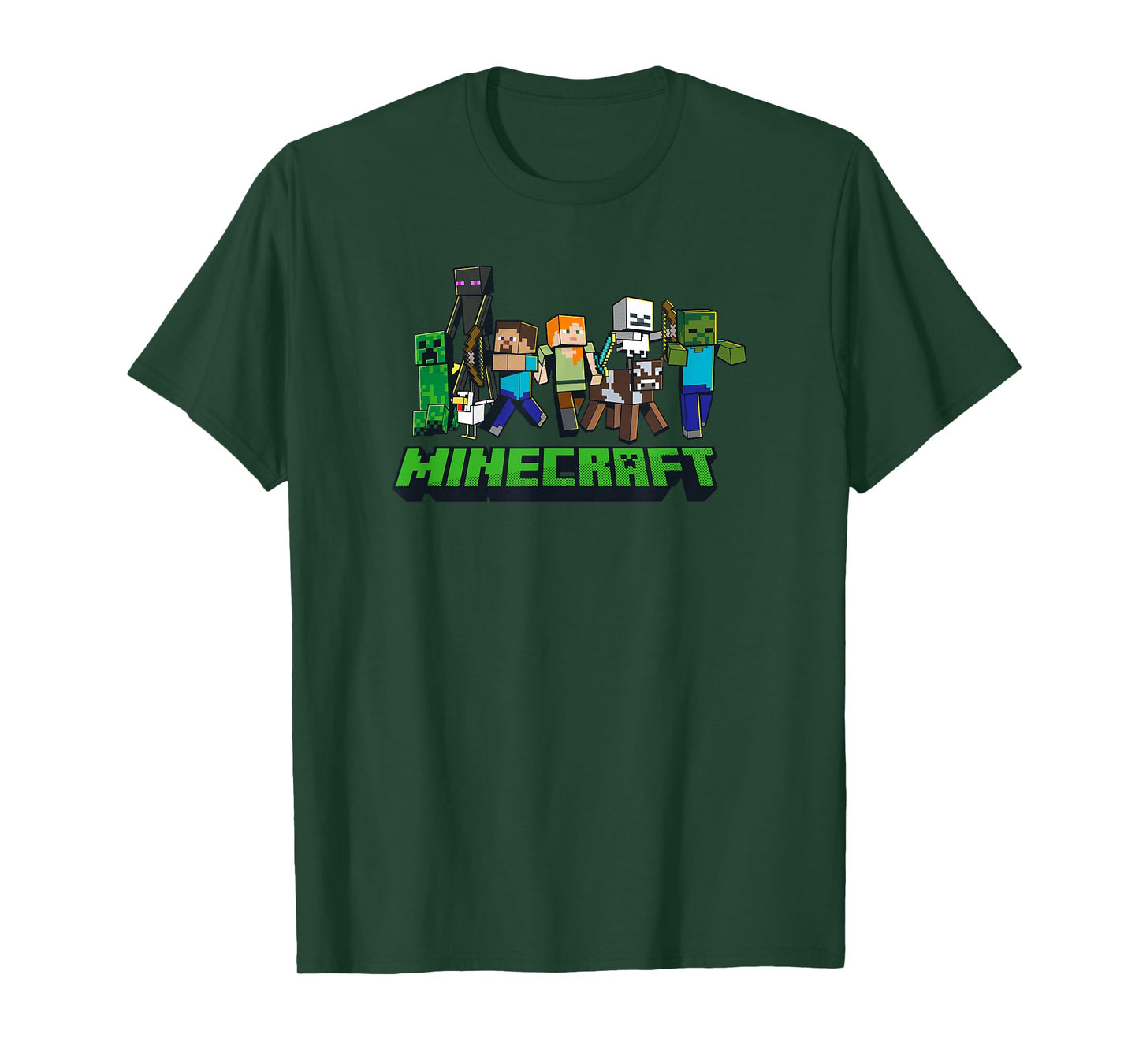 Minecraft Unisex-Adults Kids T-Shirt, Skeleton, Grey, Small, Short Sleeve, Crew Neck, Modern, Graphic Design, Lightweight