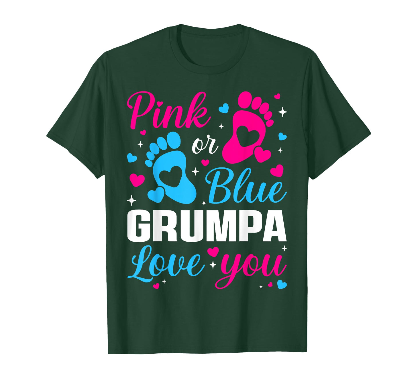 Gender Reveal Pink or Blue Grumpa Loves you Family T-Shirt