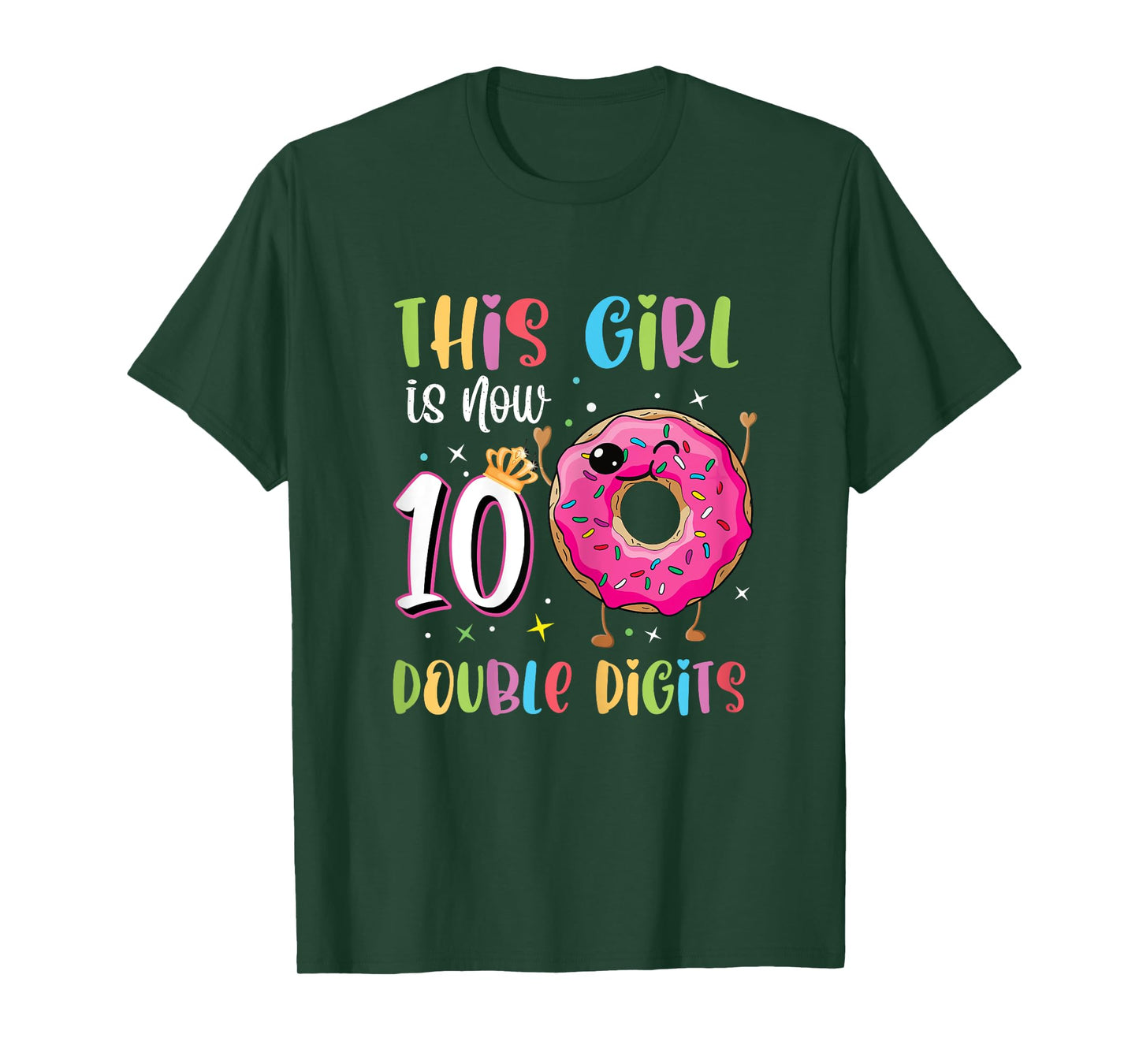 This Girl Is Now 10 Double Digits 10th birthday Donut T-Shirt