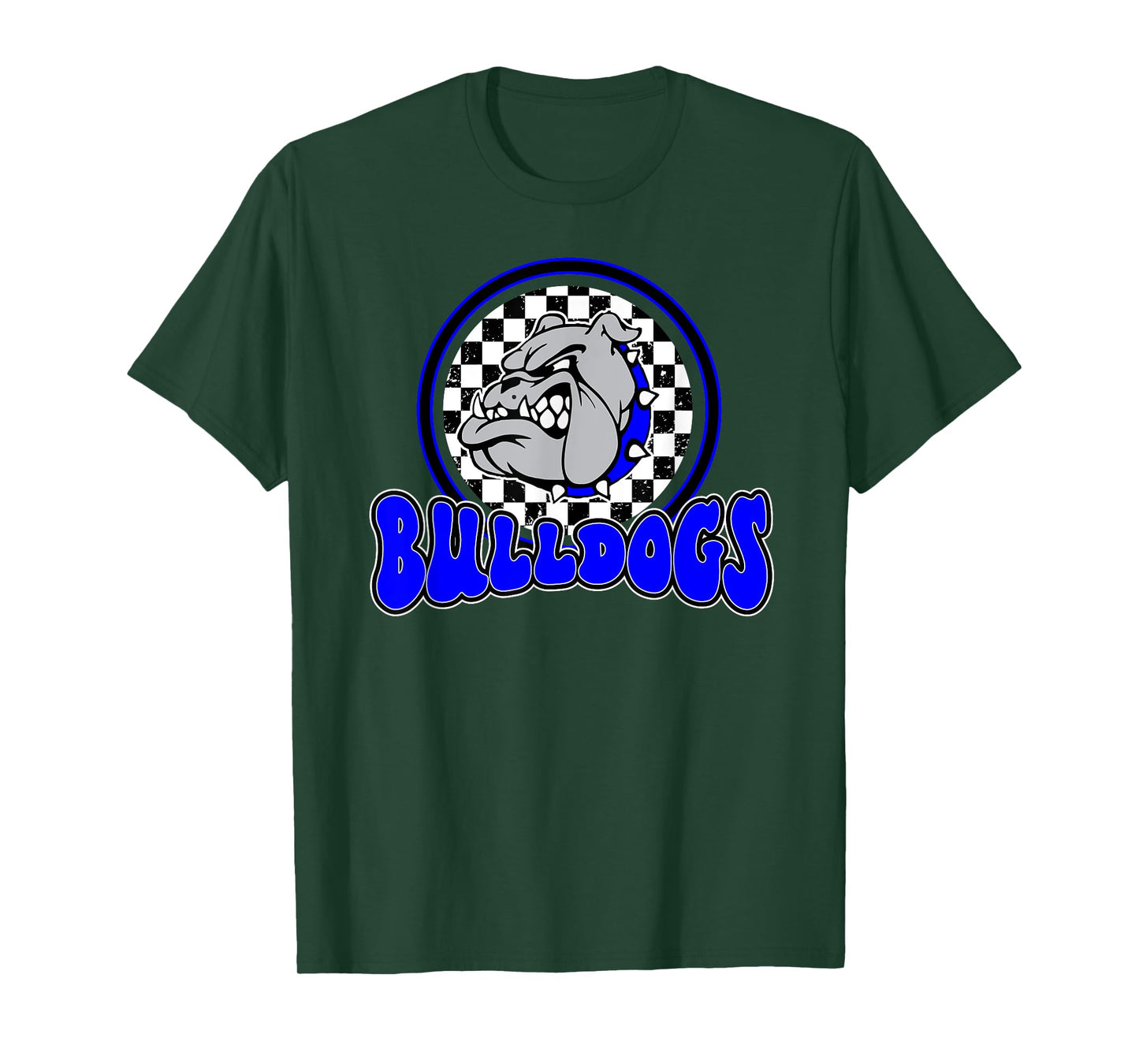 Bulldogs School Spirit Blue Black Retro T-Shirt