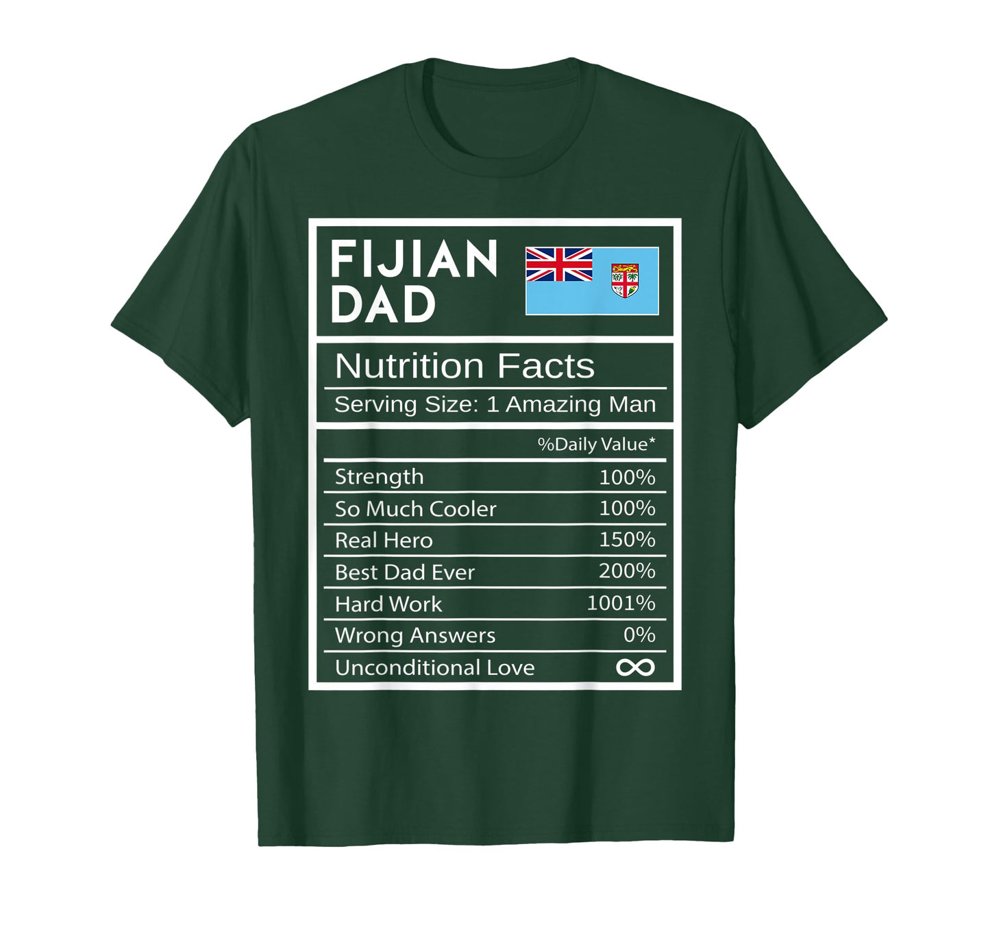 Mens Fijian Dad Nutrition Facts National Pride Gift For Dad T-Shirt