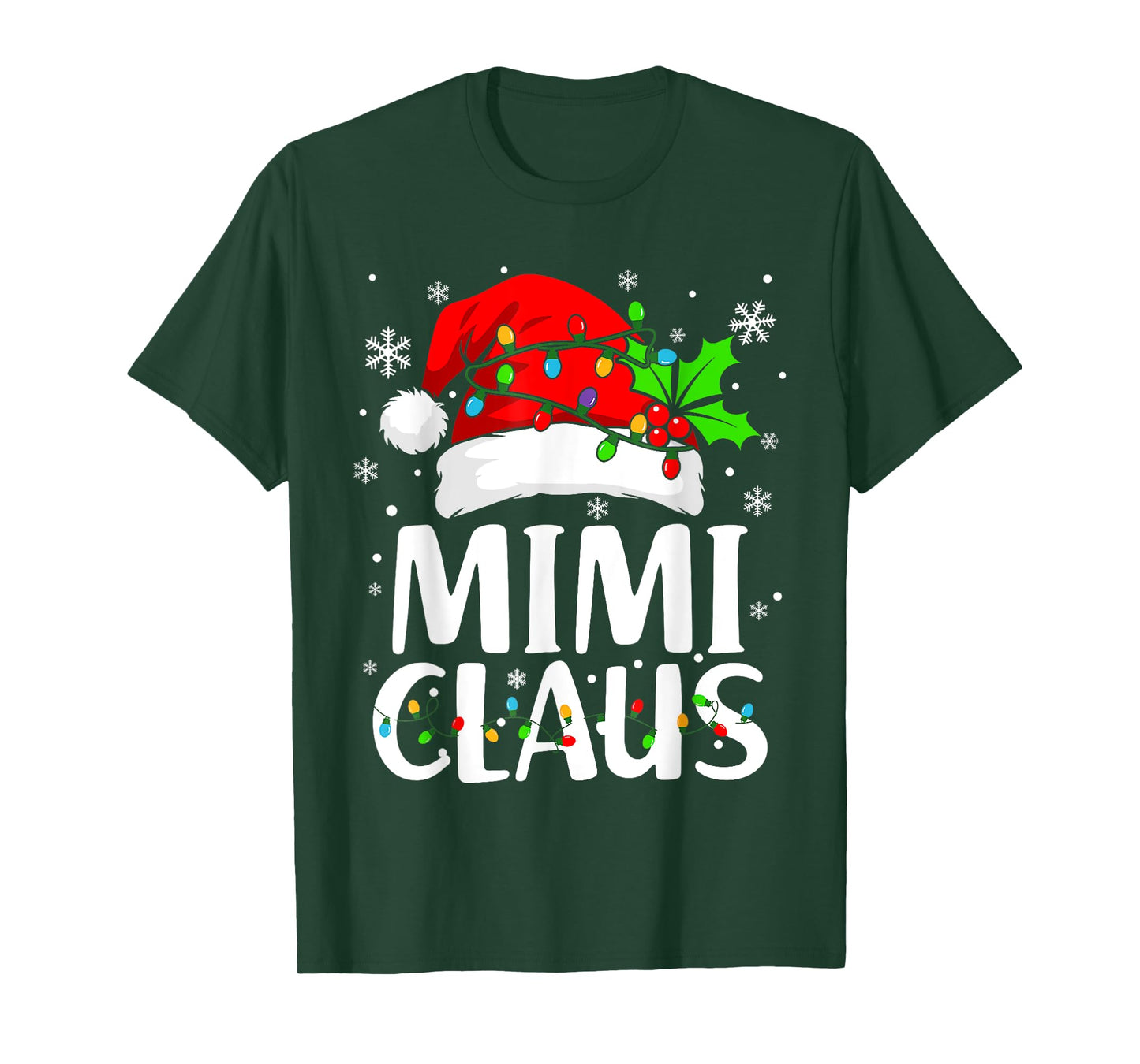 Mimi Claus Shirt Christmas Lights Pajama Family Matching T-Shirt