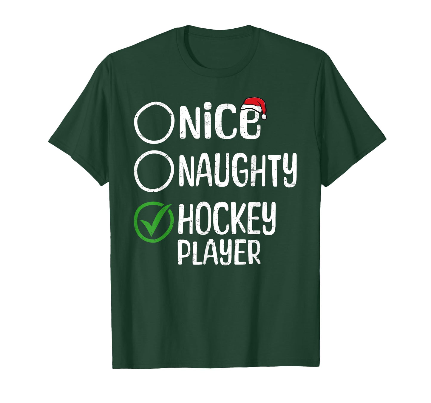 Merry Christmas Nice Naughty Hockey Player Xmas List Santa T-Shirt