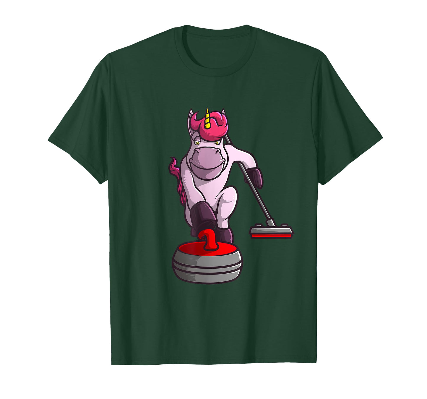 Funny Unicorn Curling Design For Men Women Curling Player T-Shirt