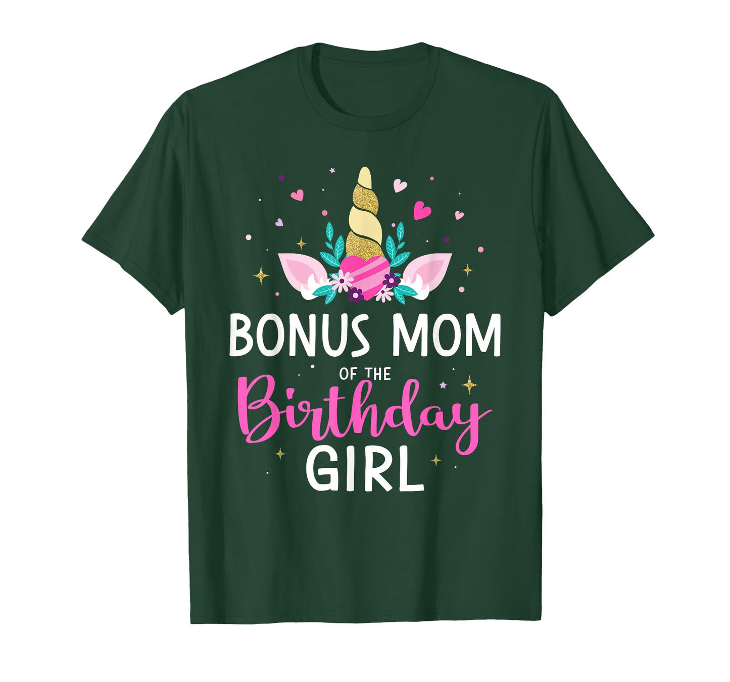 Bonus mom of the birthday girl matching family unicorn party T-Shirt