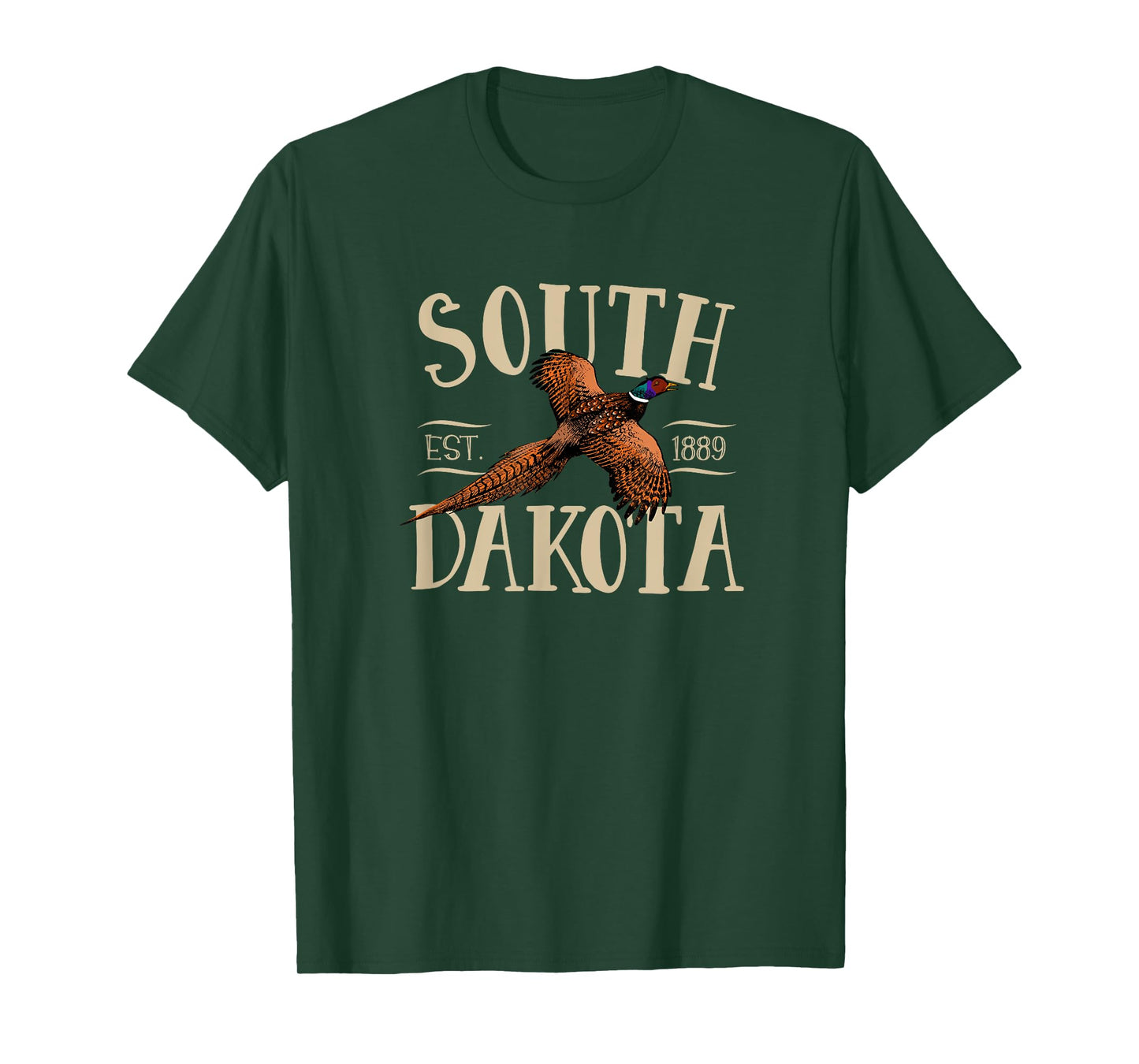 More Cool South Dakota Designs Unisex-Kids Black Small Modern Floral Letter Print T-Shirt with Distinctive Pheasant Design, Soft Cotton Fabric