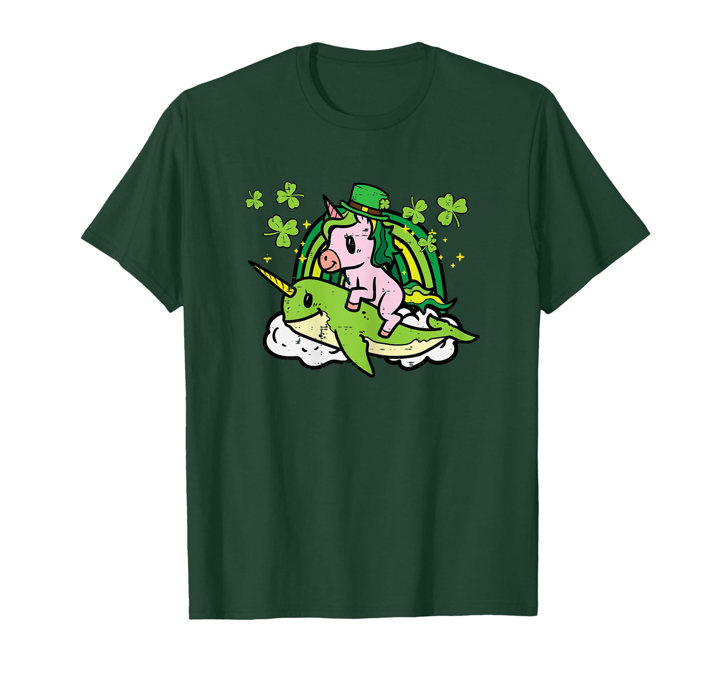 St Patricks Day Unicorn On Narwhal Irish Girls Kids Toddlers T-Shirt
