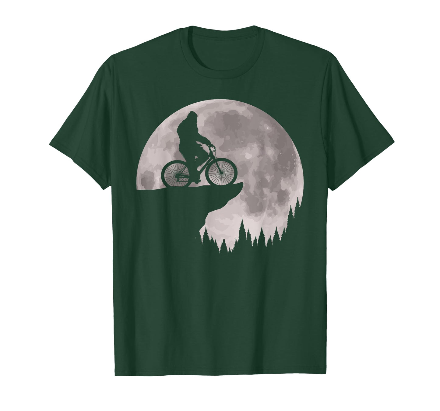Funny Bigfoot Riding Bike For Bikers! Cool Sasquatch Moon T-Shirt