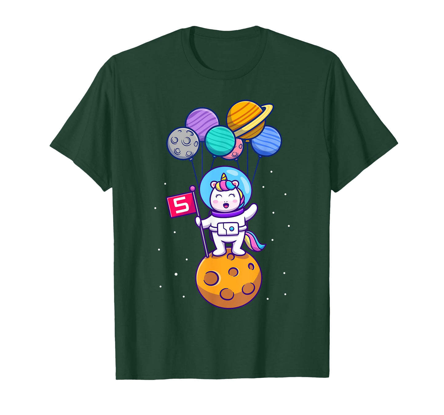 This Little Unicorn Astronaut is 5 for Birthday Girls T-Shirt