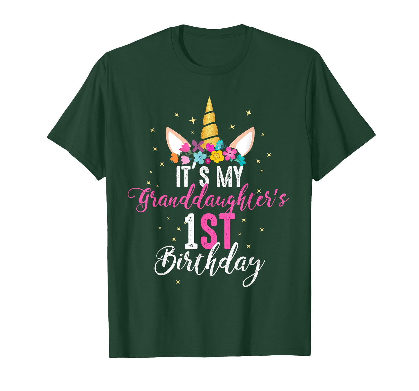 Its My Granddaughters 1st Birthay Girl Unicorn Birthday T-Shirt