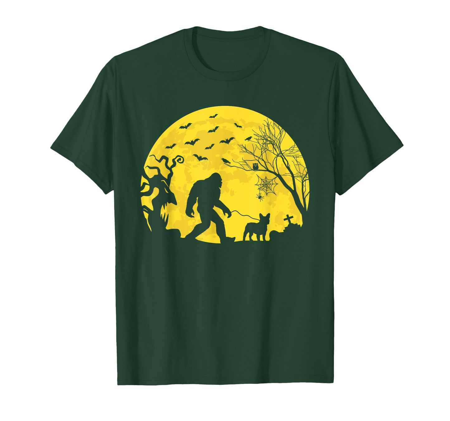 Halloween Bigfoot Walking French Bulldog T-Shirt