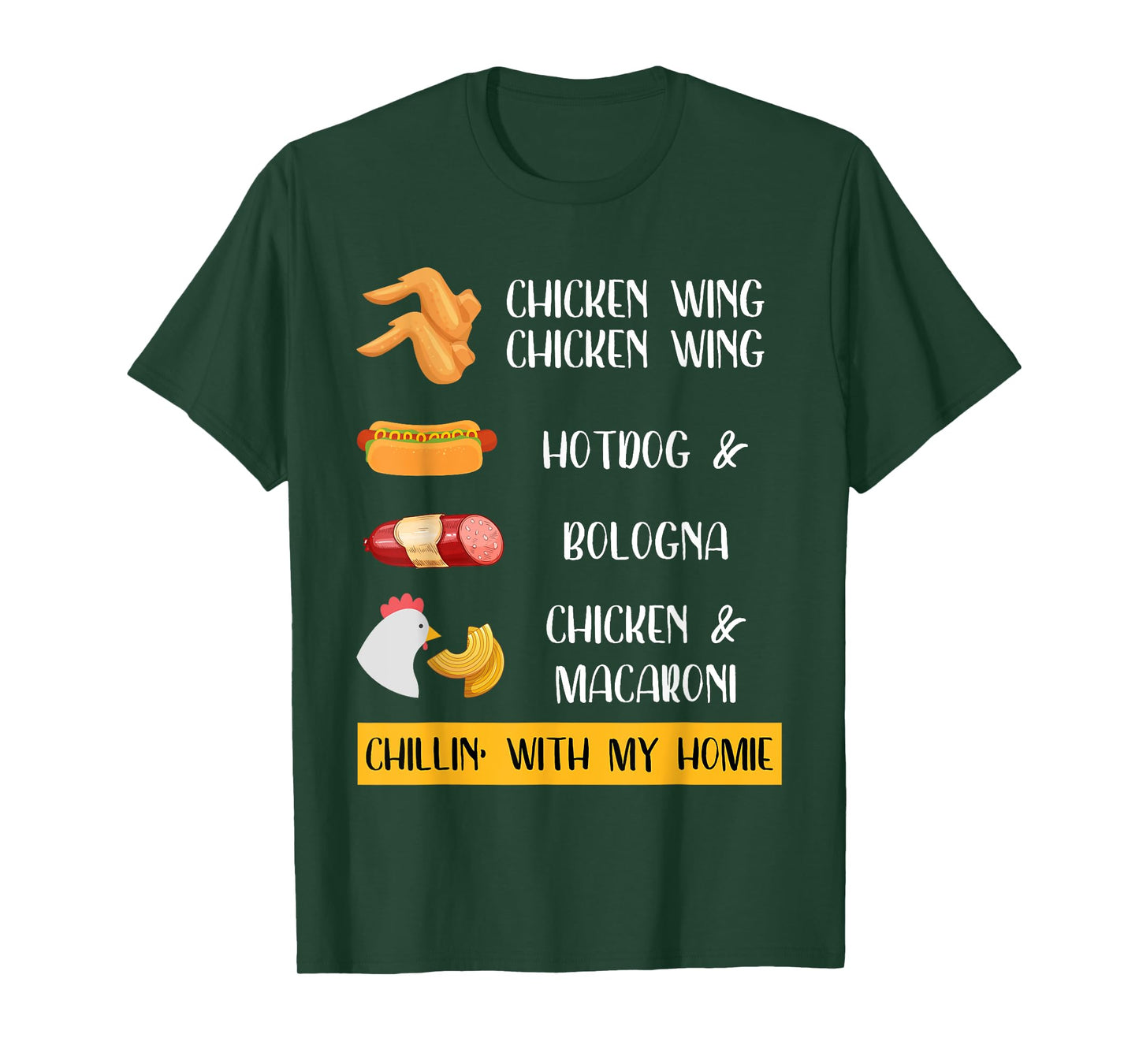 Chicken Wing Chicken Wing Hotdog and Bologna Shirt Kids, Men T-Shirt