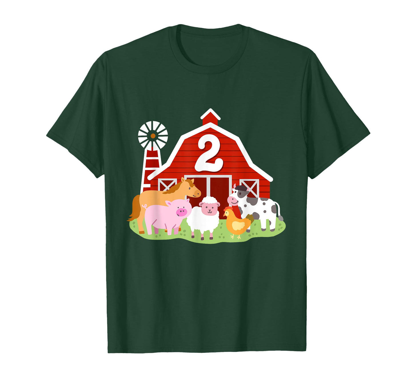 2nd Birthday Farm Animals Bday Party 2 Years Old Boy Toddler T-Shirt