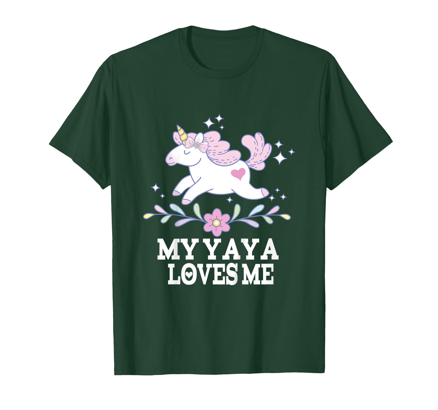 Kids My Yaya Loves Me Granddaughter Unicorn T-Shirt