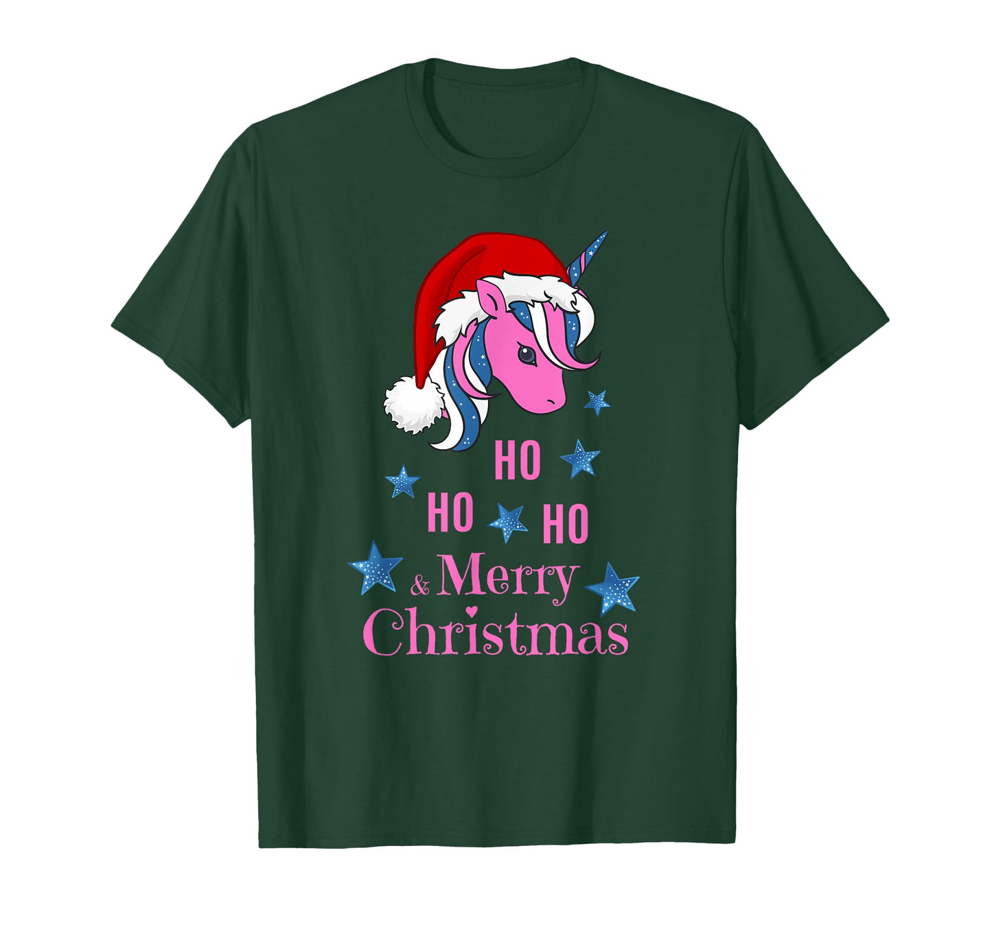 Pink Unicorn Santa Merry Christmas T-Shirt