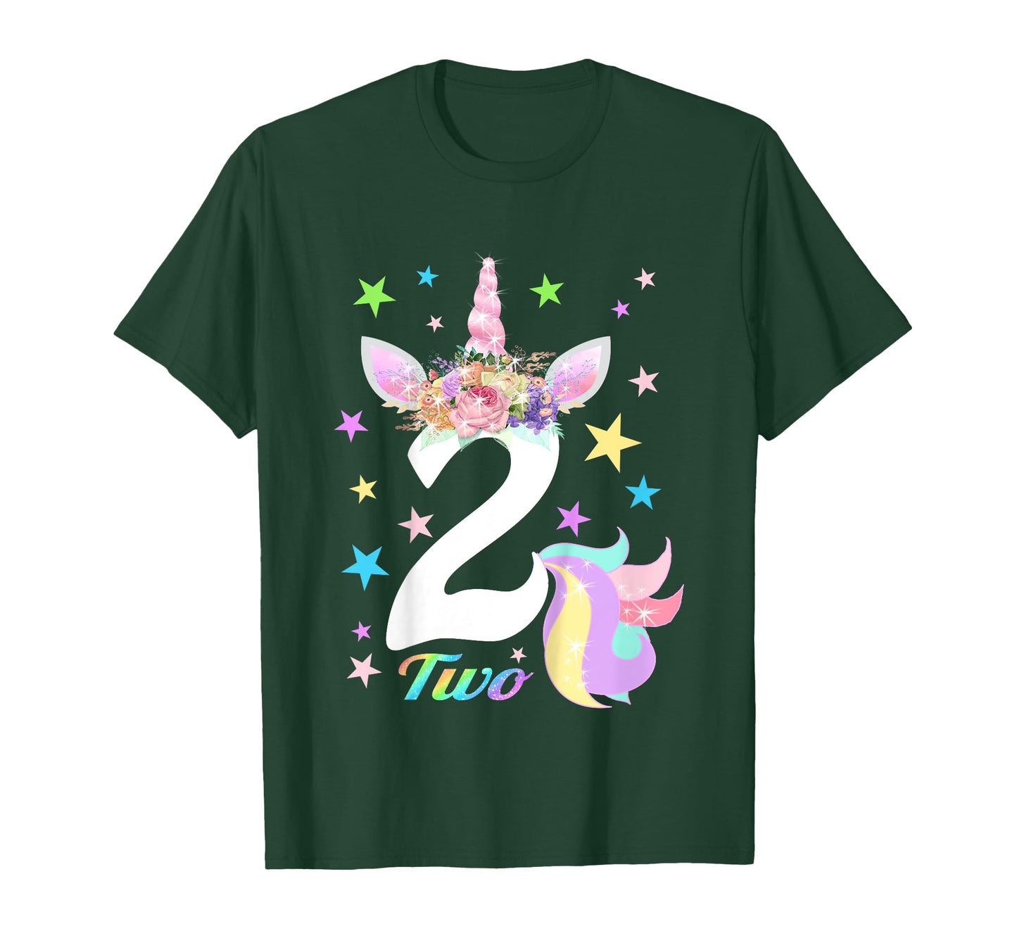 Number 2 (Two) Unicorn 2nd Birthday Shirt for 2 Year Old T-Shirt