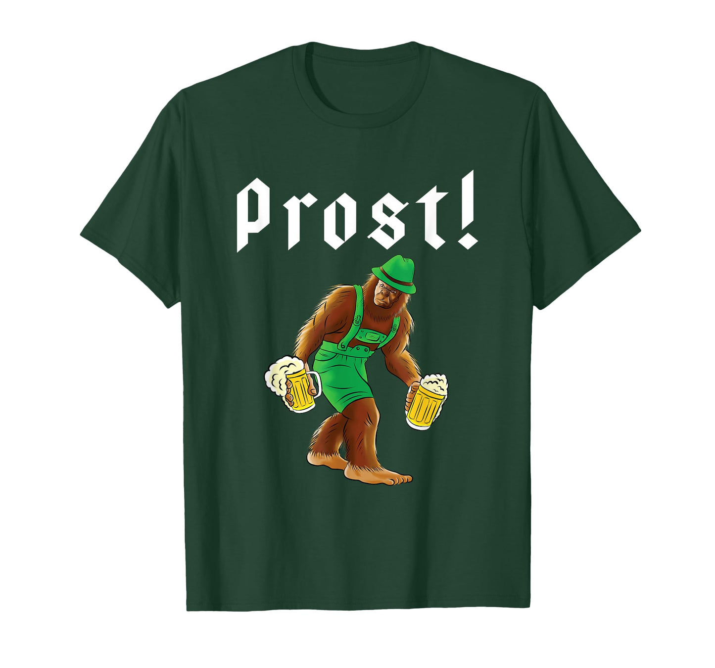 Bigfoot in Lederhosen Costume Oktoberfest Party Beer Drinking T-Shirt