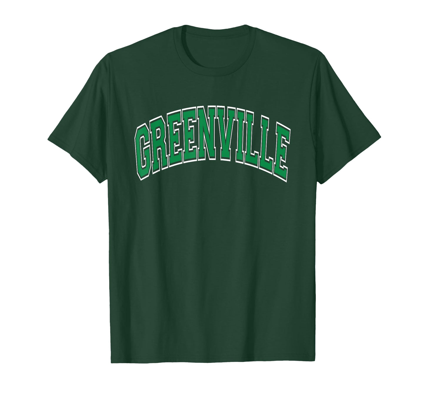 Greenville Arched Green Text T-Shirt