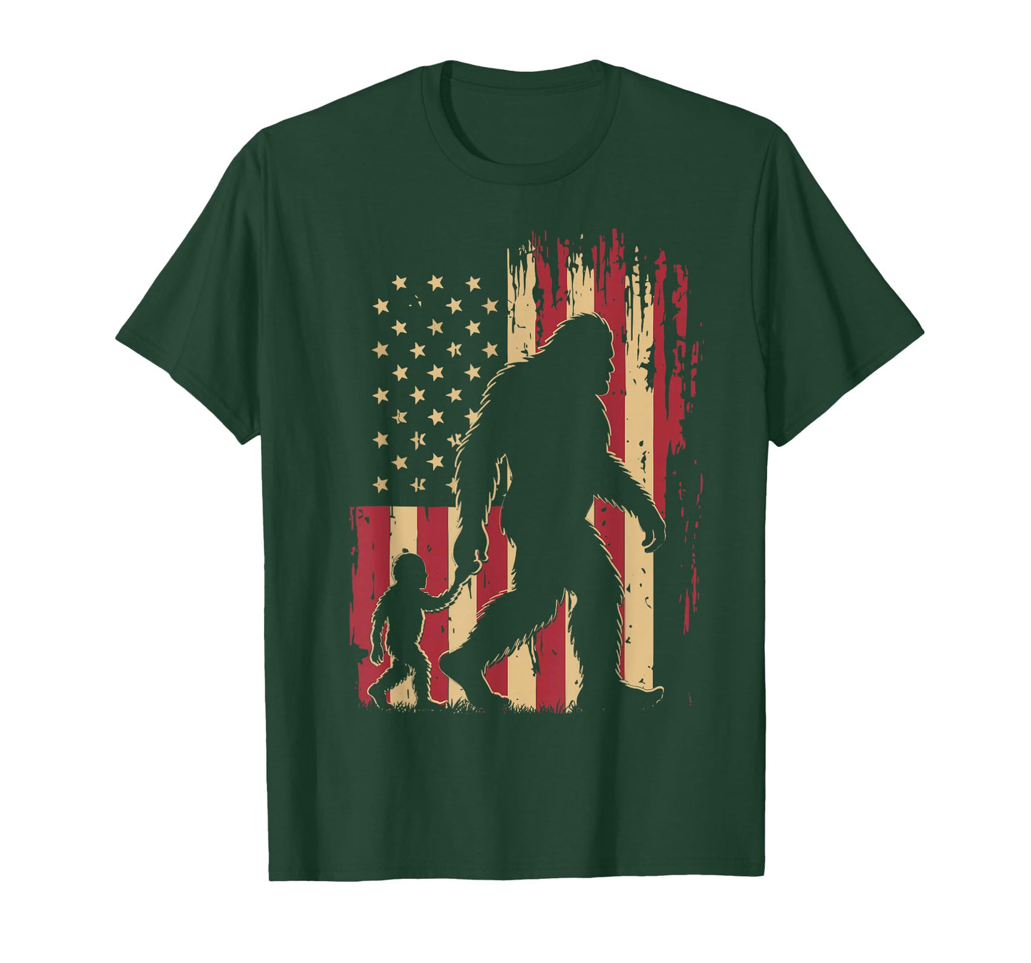 American Flag Bigfoot Dad Fathers Day Sasquatch Fathers Day T-Shirt