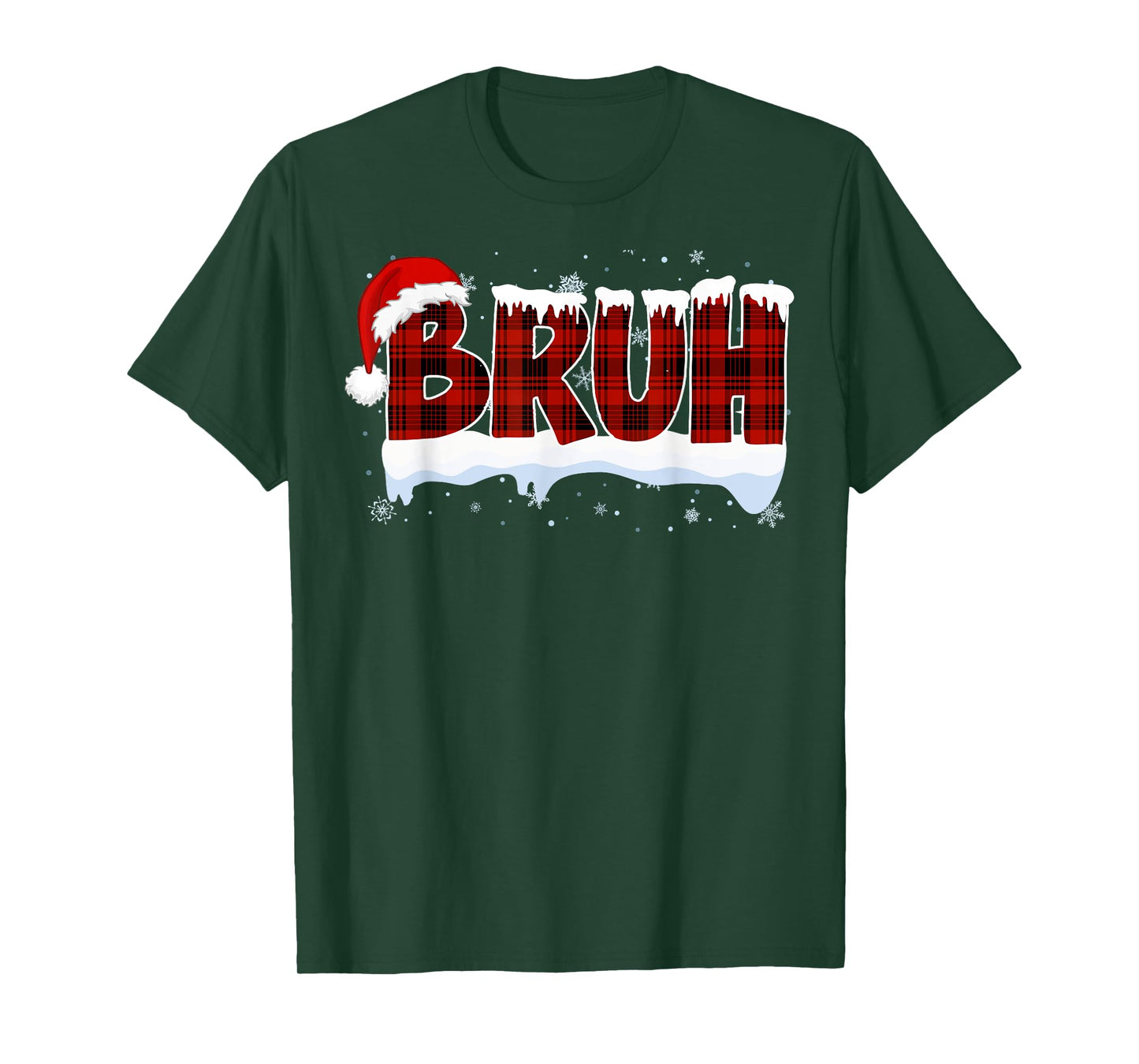Bruh Funny Christmas Red Plaid Xmas Teens Boys Kids Pajamas T-Shirt