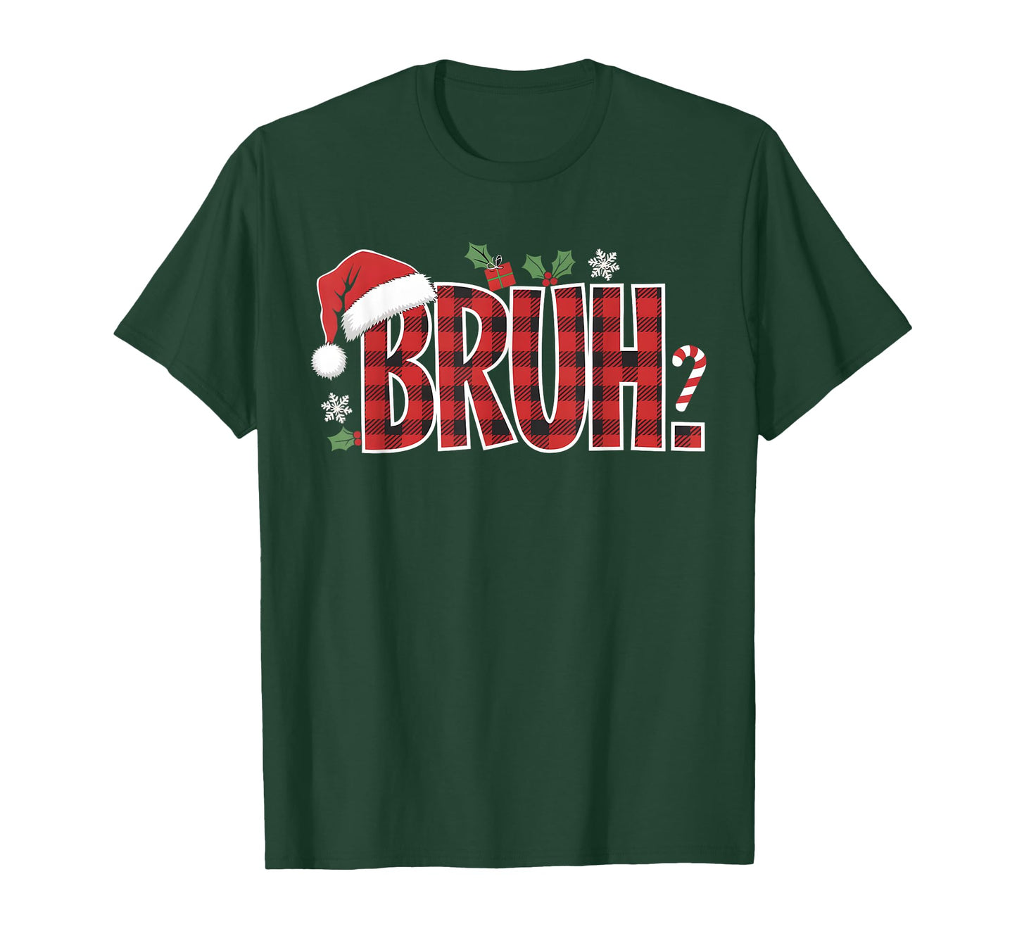 Bruh Christmas Plaid Gifts For Teens Boys Kids Xmas Pajamas T-Shirt