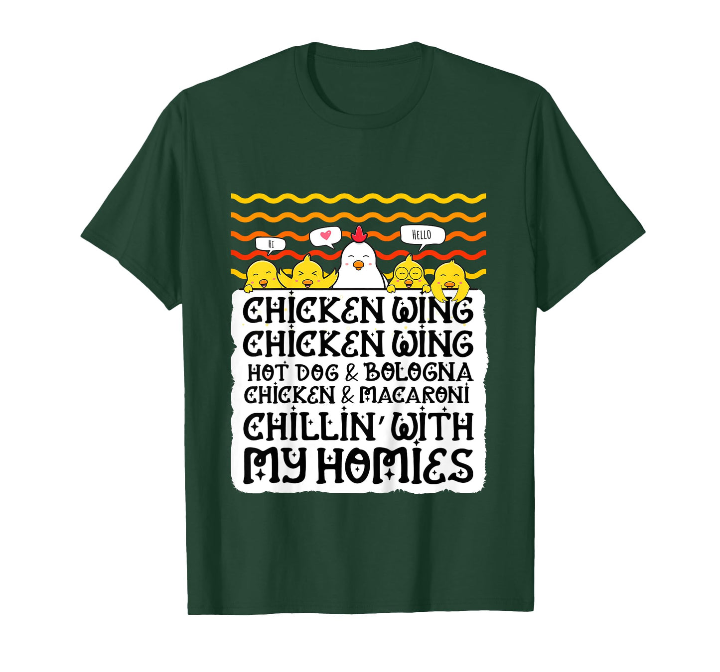 Kids Chicken Wing Chicken Wing Hot Dog and Bologna Macaroni T-Shirt