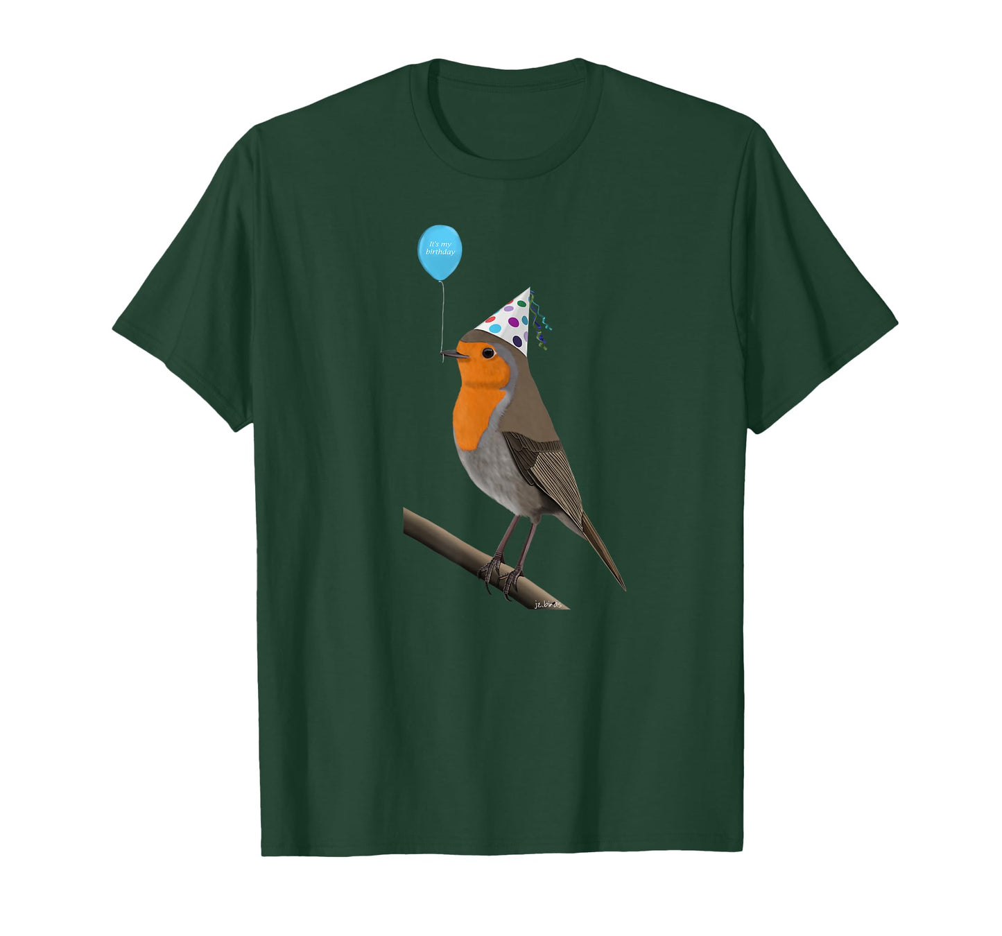 Bird Motif Robin Bird Animal Drawing Birthday T-Shirt