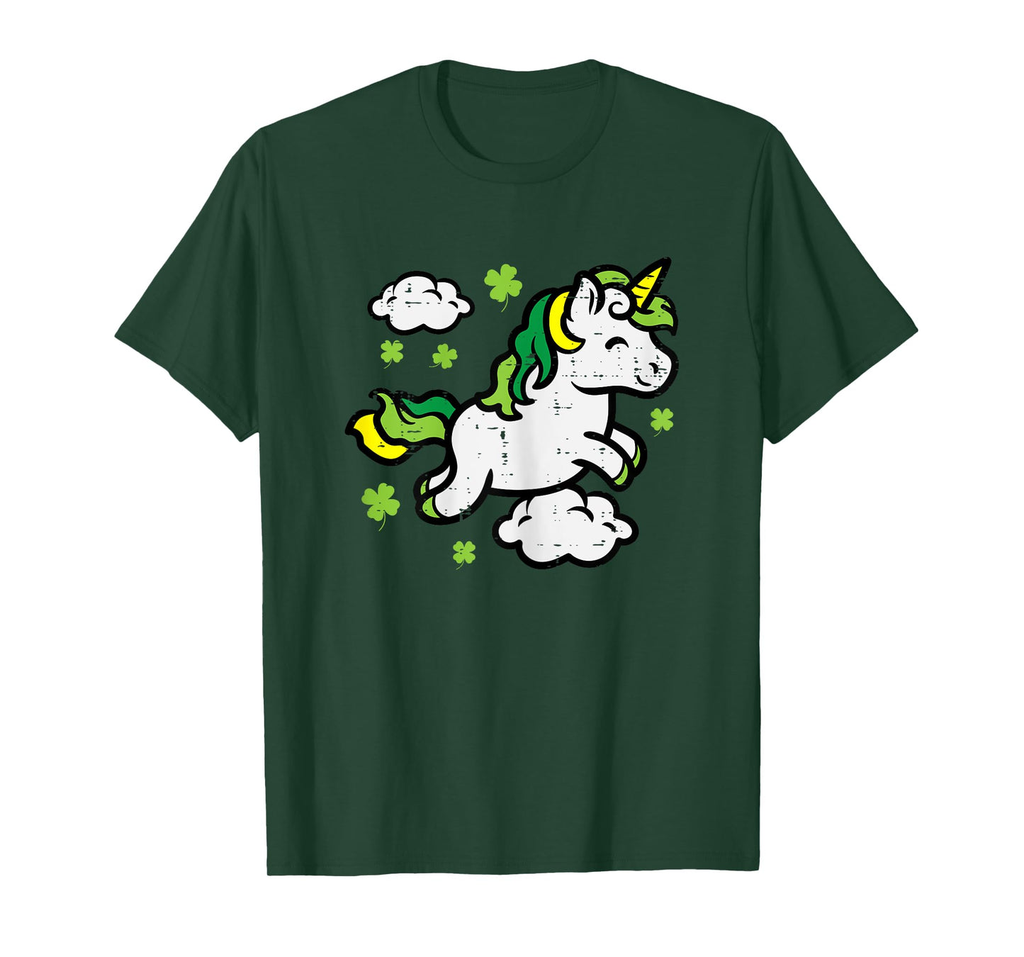 St Patricks Day Unicorn Shamrocks Saint Pattys Girls Kids T-Shirt