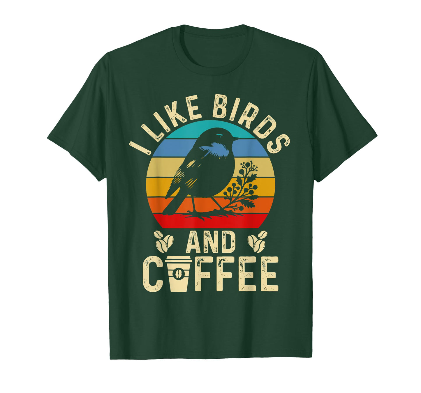 I Like Birds And Coffee Vintage Style Bird Watching T-Shirt