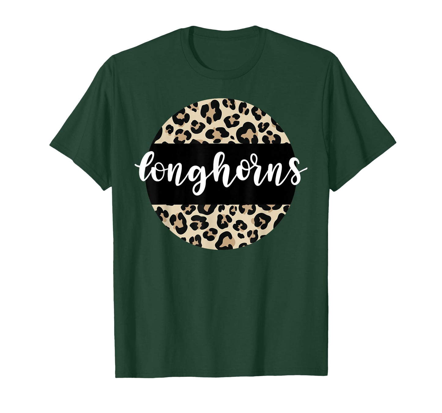 Leopard Print Longhorns Team Mascot School Spirit Game Night T-Shirt